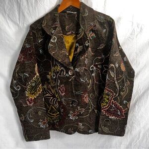 Parsley and Sage Women XL Vintage Embroidered Floral Tapestry Boho Jacket Y2K